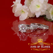 King of Bling's 7.00ct Moissanite White Sterling Silver Men's/ Women Bridal Round Rings Size 8 KING OF BLINGS