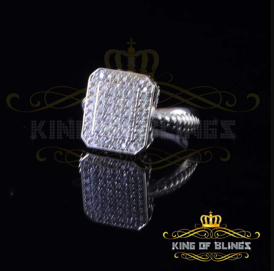 King Of Bling's1.10ct Sterling White Silver Square 925 Cubic Zirconia Luxury Womens Ring SZ 7.5