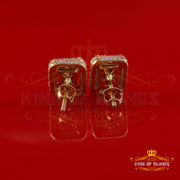 King  of Bling's 925 Yellow Silver 1.25ct VVS 'D' Moissanite Square Stud Earring Men's/Womens King of Blings