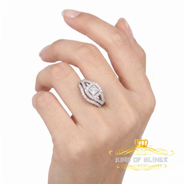 King Of Bling's925 Sterling White Silver Square Cubic Zirconia 1.50ct Fancy Womens Ring Size 7 KING OF BLINGS