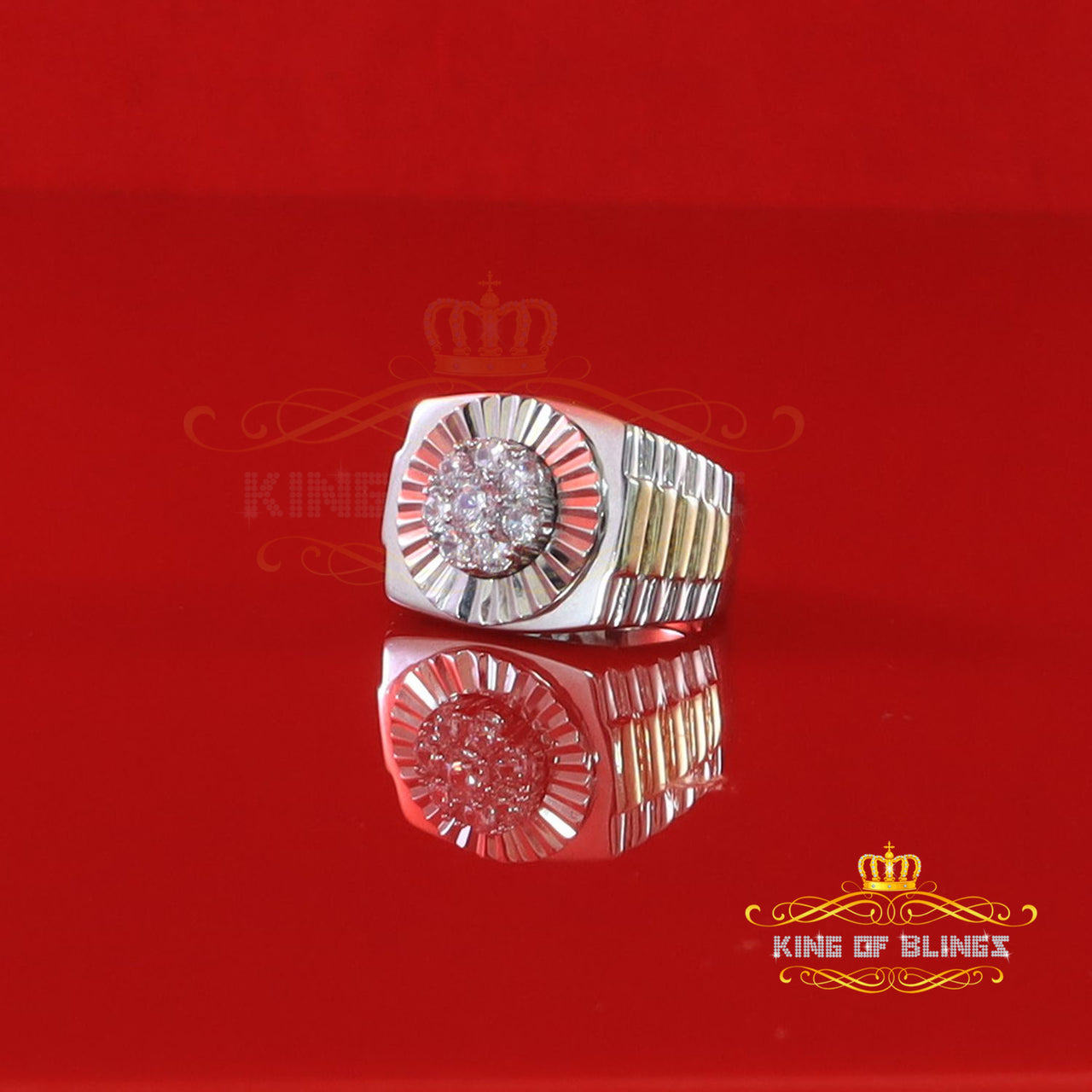 Men's White Silver 1.80ct Round Cubic Zirconia Adjustable Ring From SZ 9 to 11