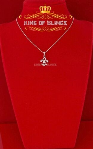 King Of Bling's 925 Sterling Silver Fleur De Lis Shape White Pendant with 0.30ct Cubic Zirconia
