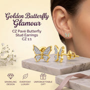 King of Bling's Women's 0.34ct Cubic Zirconia Butterfly Stud Earring Yellow 925 Sterling Silver KING OF BLINGS