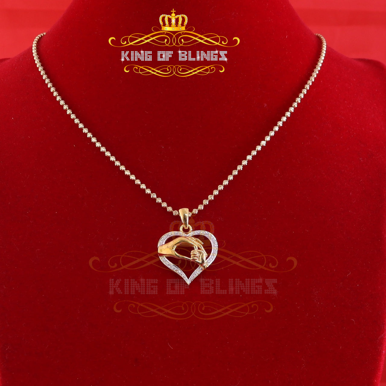 King Of Bling's Silver 0.20ct Cubic Zirconia Heart Mother Caring Yellow Pendant for Mothers Day
