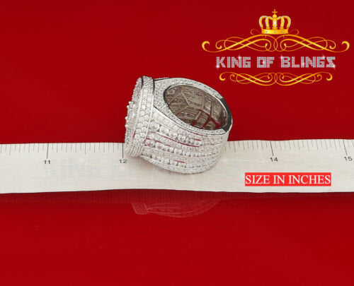 925 White Silver Cubic Zirconia 25.00ct Rapper Luxury Big Round Rings Men's Size12 KING OF BLINGS