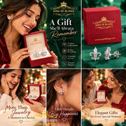King of Bling's 925 White Silver Ladies Fleur de Lis Screw Back 2.43ct Cubic Zirconia Earrings KING OF BLINGS