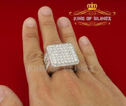 925 white square sterling Silver 12.50ct Cubic Zirconia Men's Ring Size 9 KING OF BLINGS