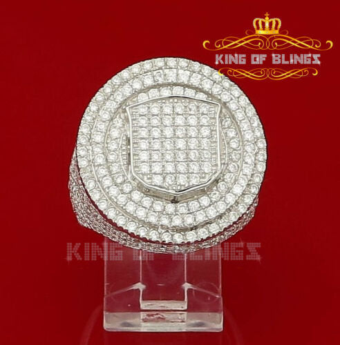 King Of Bling'sWhite Sterling Silver11.50ct Cubic Zirconia Men's Adjustable Ring From SZ 9 to11 KING OF BLINGS