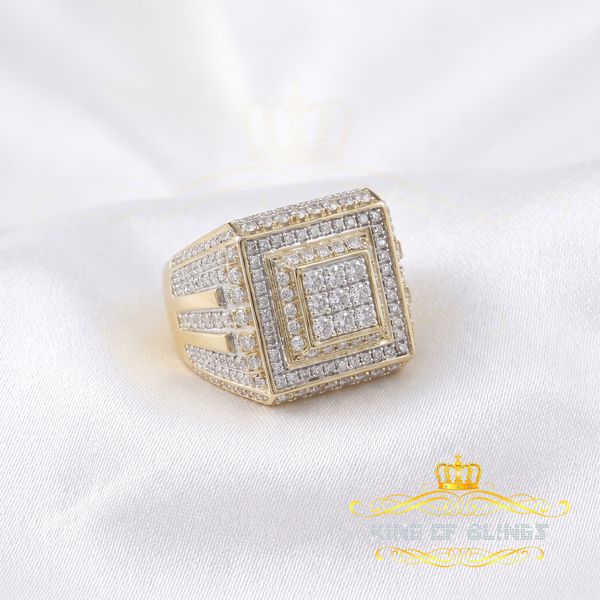 King of Bling's Men's/Womens 925 Silver Yellow 4.00ct VVS 'D' Moissanite Square Rings Size 10
