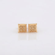King Of Bling's 0.15ct Yellow Diamond 925 Sterling Silver Stud Women's/ Men's Square Earrings KING OF BLINGS
