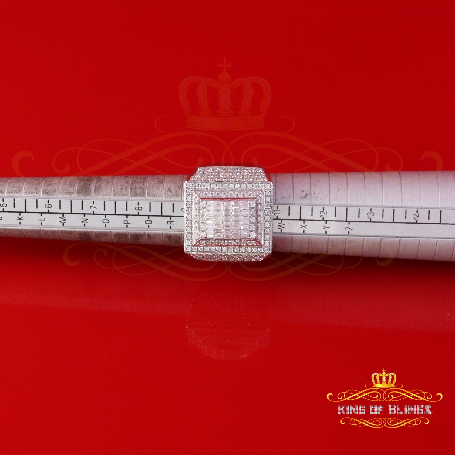 King of Bling's Men's/Womens 925 Silver White 4.00ct VVS 'D' Moissanite 3D Square Rings Size 10 King of Blings