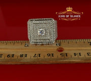 6.30ct Cubic Zirconia White Silver Square Men's Adjustable Ring From SZ 10 to 12 KING OF BLINGS