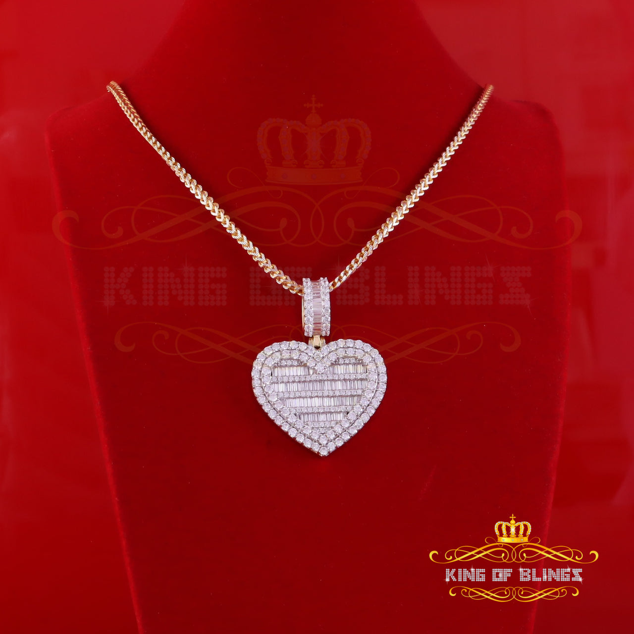 King Of Bling's Big 15.74ct Cubic Zirconia Baguette Silver Beautiful Yellow Heart Shape Pendant KING OF BLINGS