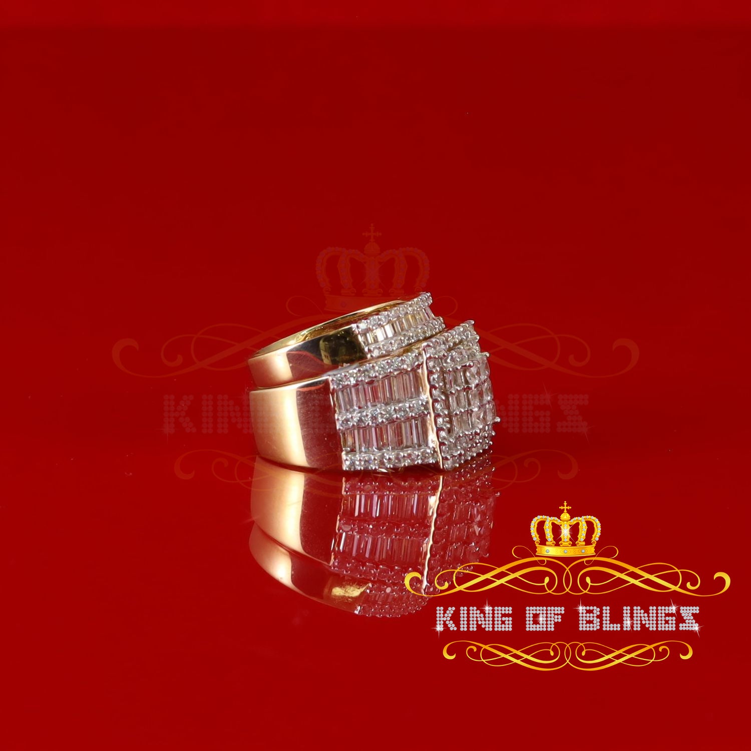 King Of Bling's Sterling Yellow Silver Square 5.00ct Cubic Zirconia Bridal Womens Ring Size 7 KING OF BLINGS