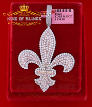 Beautiful 925 Sterling Silver Fleur de Lis White Pendant 16.56ct Cubic Zirconia KING OF BLINGS