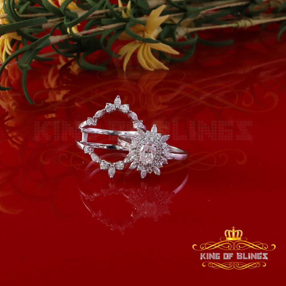 King Of Blings Engagement Ring Enhancer Guard Wrap Insert 2CT Moissanite 925 Silver White SZ7 King of Blings