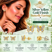 King of Bling's Women's 0.34ct Cubic Zirconia Butterfly Stud Earring Yellow 925 Sterling Silver KING OF BLINGS