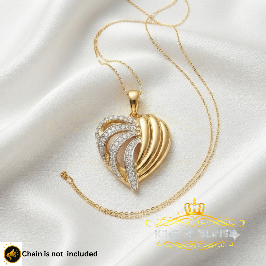 King Of Bling's Real 0.12ct Diamond 925 Sterling Silver HEART Charm Necklace Yellow Pendant KING OF BLINGS