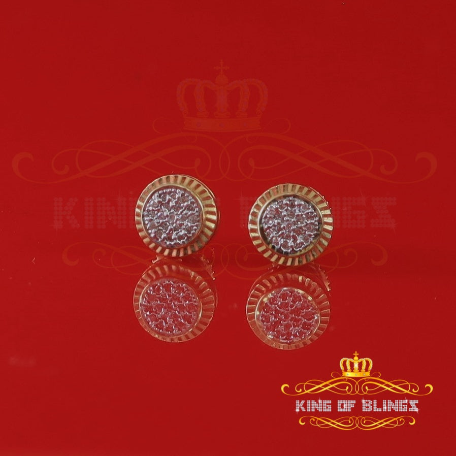 King Of Bling's Real 10k Yellow Gold with Real 0.12CT Diamonds Stud Earrings For Women And Men