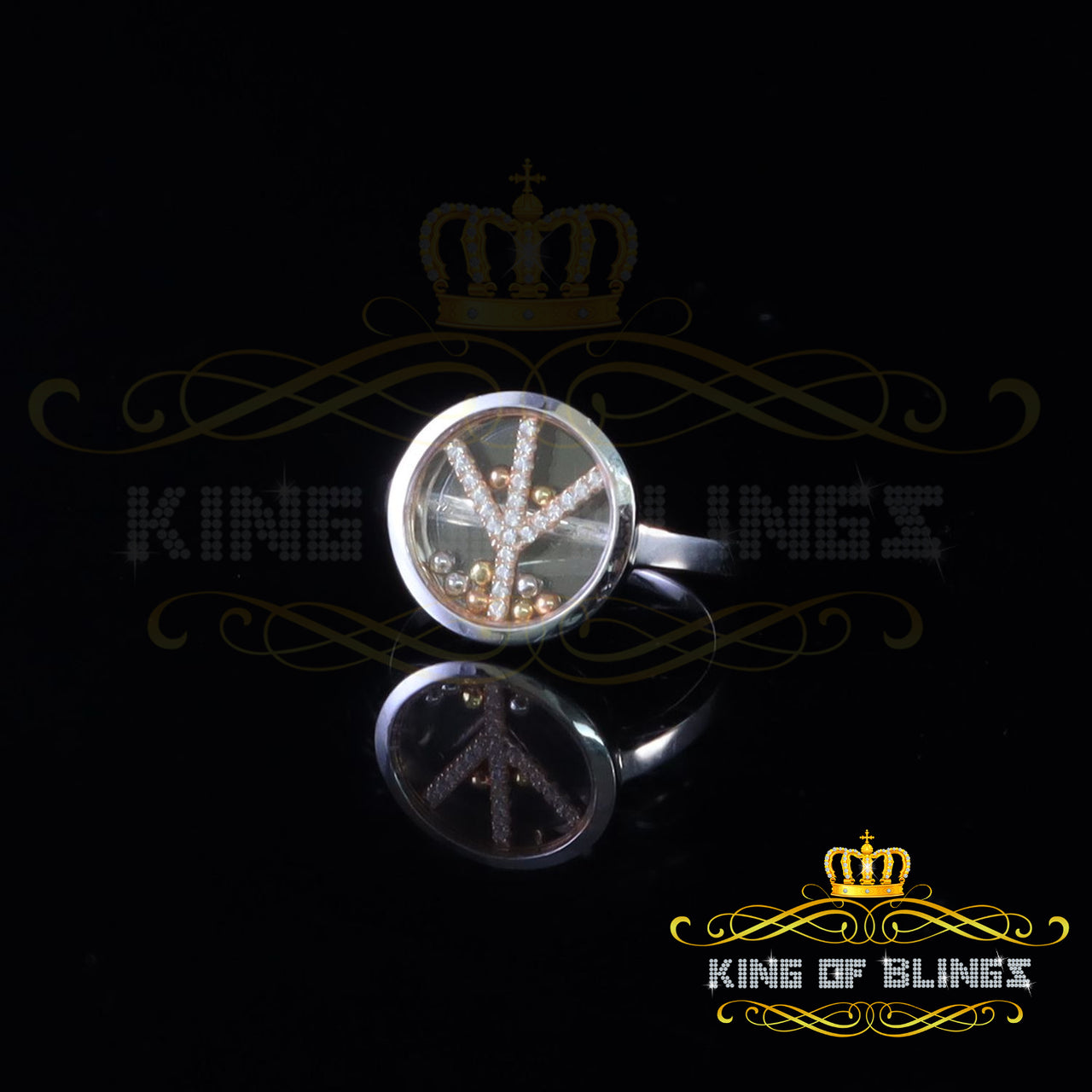King Of Bling'sSterling 925 White Silver 0.30ct Round Cubic Zirconia Fancy Womens Ring Size 7
