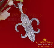 King Of Bling's White Sterling Silver Fleur de Lis wise Shape Pendant with15.62ct Cubic Zirconia KING OF BLINGS