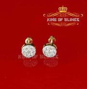 King of Bling's 1.72ct Cubic Zirconia 925 Yellow Silver Women's & Men's Hip Hop Round Earrings KING OF BLINGS