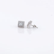 King of Bling's 1.2ct Cubic Zirconia 925 White Sterling Silver Women's Hip Hop Square Earrings KING OF BLINGS