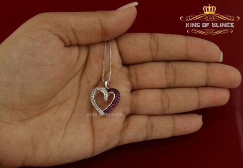 King Of Bling's Heart Shape Pendant with 925 Sterling White Silver Cubic Zircona Brown Stone KING OF BLINGS