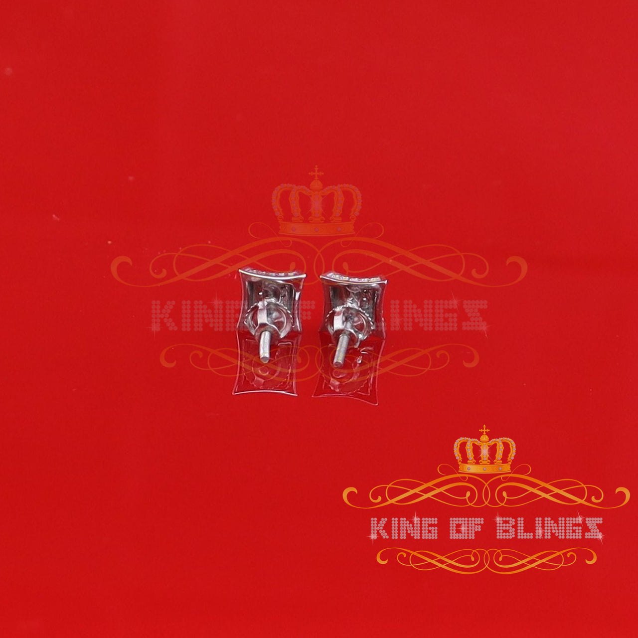King Of Bling's 0.05ct Real Diamond 925 Sterling Silver Women's & Men's White Kite Stud Earring KING OF BLINGS