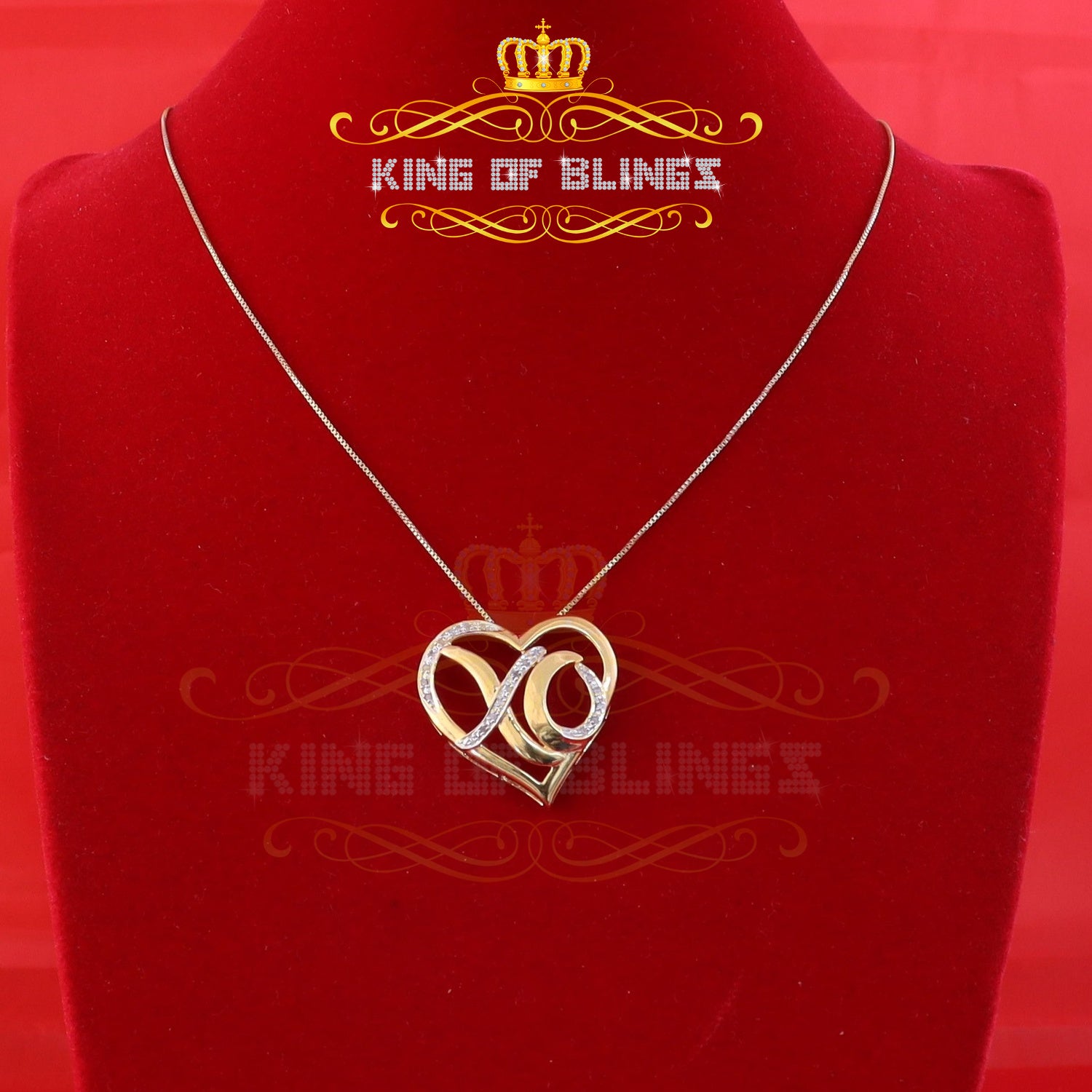 King Of Bling's 925 Sterling SilverYellow 0.10ct Real Diamond Valentine Special "HEART" Pendant KING OF BLINGS