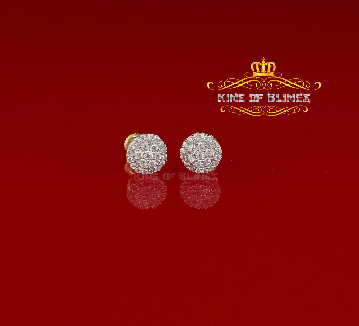 King of Bling's Aretes Para Hombre 925 Yellow Silver 0.88ct Cubic Zirconia Round Women's Earring KING OF BLINGS