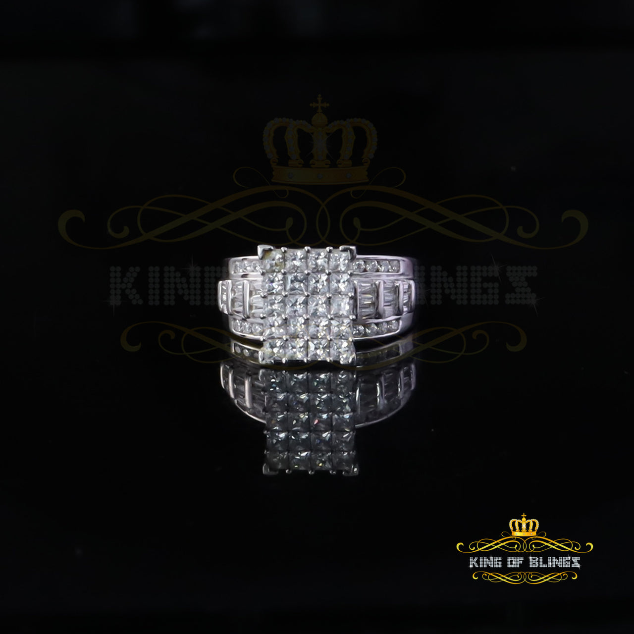 King Of Bling'sNew 4.32ct 925 Silver Cinderella White Cubic Zirconia Promise Womens Ring Size 8