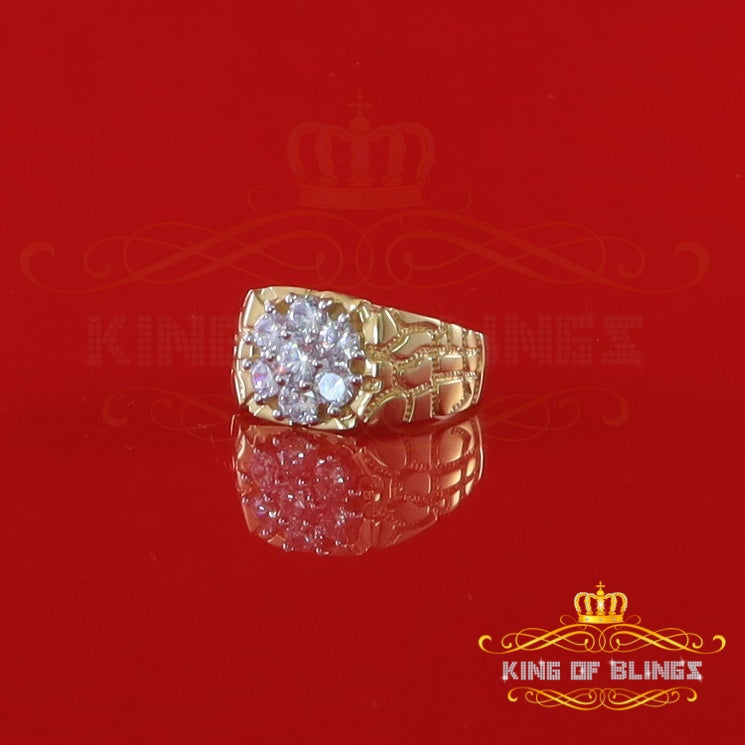 King Of Bling's 925 Yellow Sterling Silver 2.34ct Cubic Zirconia Promise Flower Ring Size 9