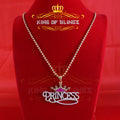 King Of Bling's 3ct Real Moissanite 925 Silver "PRINCESS" with Pink Enamel CROWN Yellow Pendant KING OF BLINGS