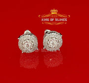 King of Blings- 925 White Silver Hip Hops 0.83ct Cubic Zirconia Women's & Men's Round Earrings KING OF BLINGS