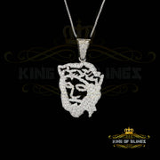 White 925 Sterling Silver Jesus Face Shape Pendant with 2.69ct Cubic Zirconia KING OF BLINGS