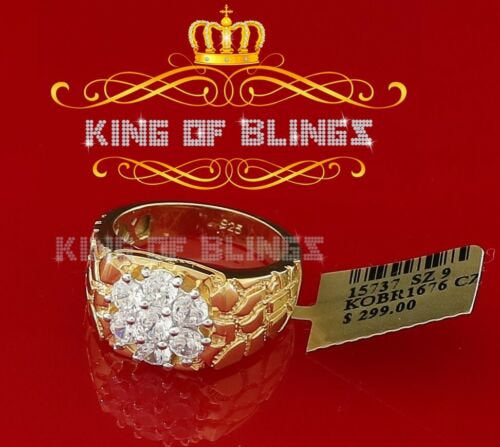 King Of Bling's 925 Yellow Sterling Silver 2.34ct Cubic Zirconia Promise Flower Ring Size 9 KING OF BLINGS