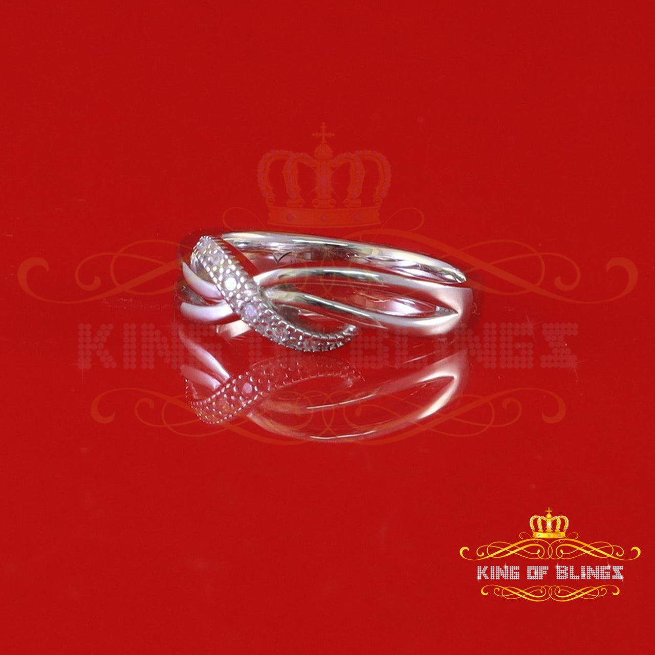 King Of Bling's925 Sterling Silver White Cubic Zirconia 0.10ct Band Round Women's Ring size 6
