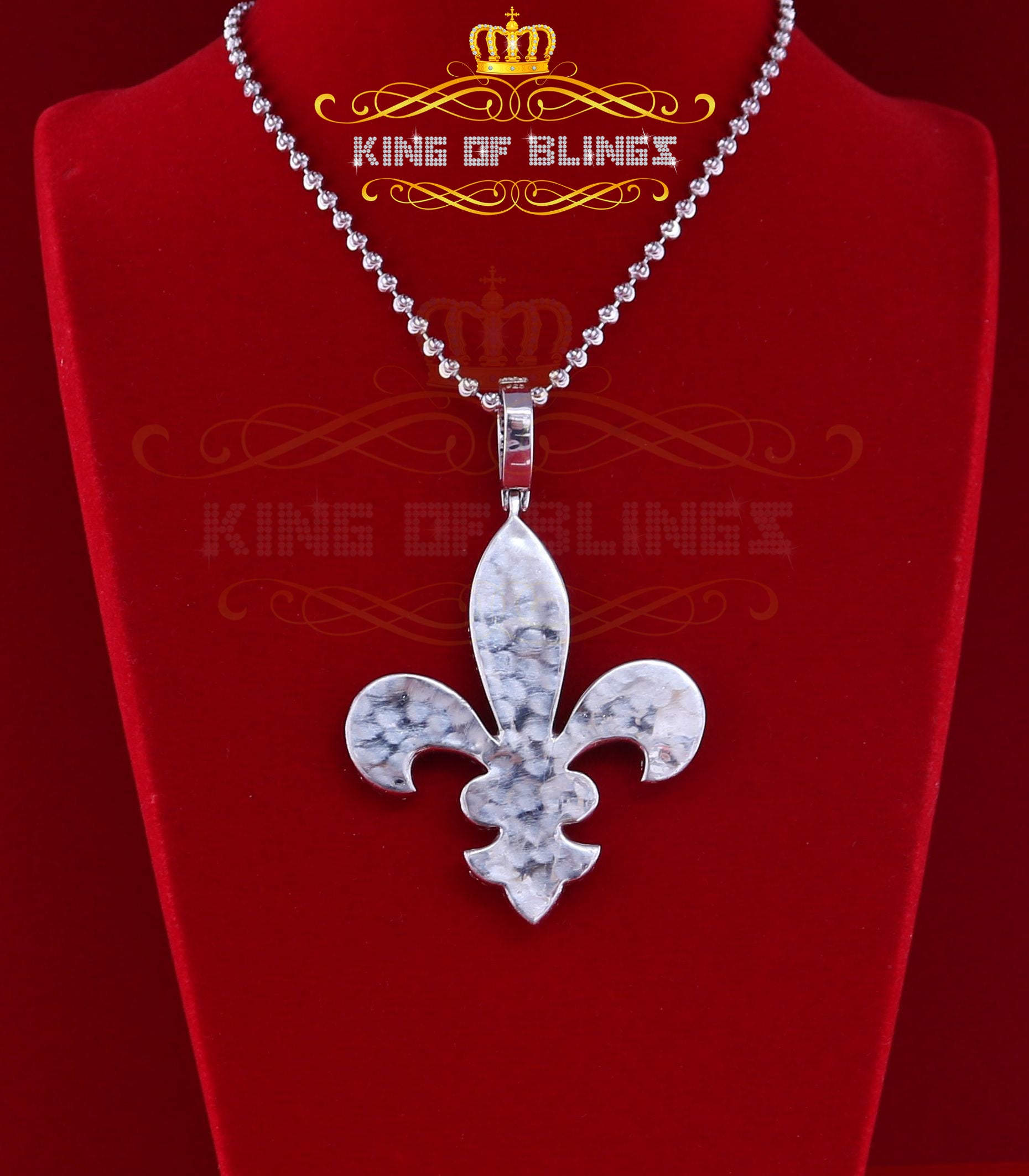 Beautiful 925 Sterling Silver Fleur de Lis White Pendant 16.56ct Cubic