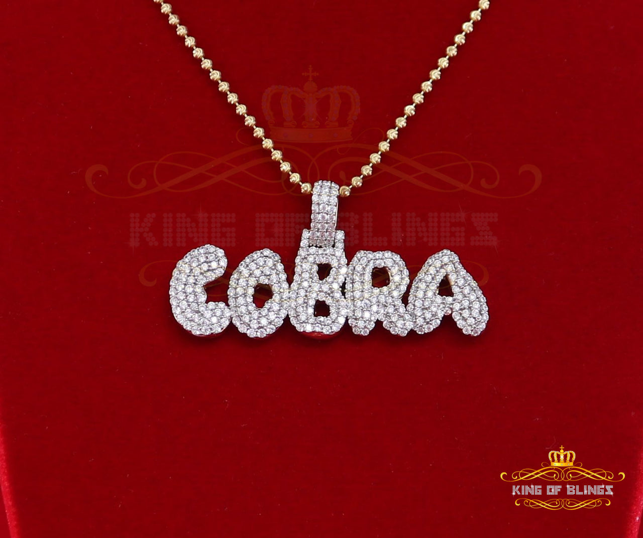 Yellow 925 Sterling Silver COBRA Charming Pendant 4.38ct Cubic Zirconia Stone KING OF BLINGS