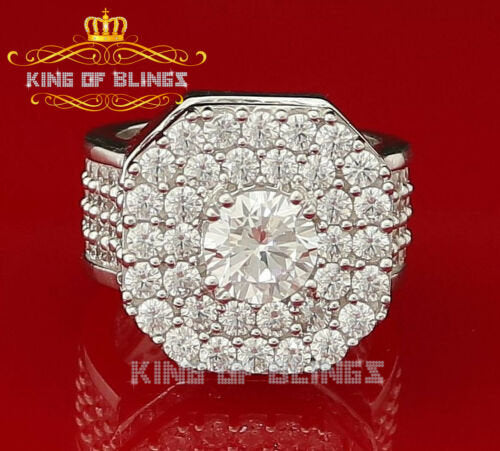 925 Steling Silver White 16.00ct Cubic Zirconia Wide Octagon Men's Ring Size 9.5 KING OF BLINGS