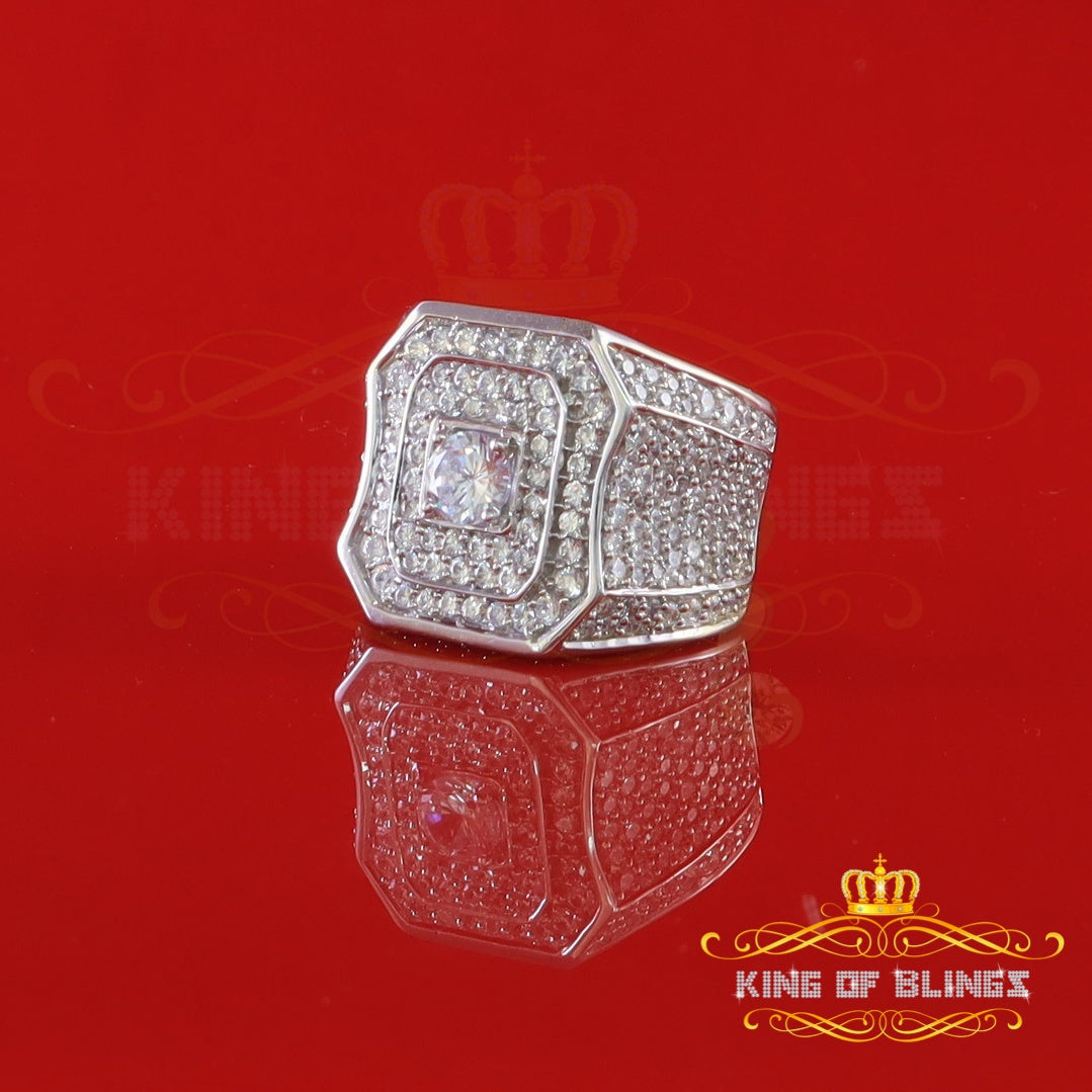 King Of Bling's925 Silver White 14.00ct Cubic Zirconia Wide Band Cocktail Men's Ring Size 10