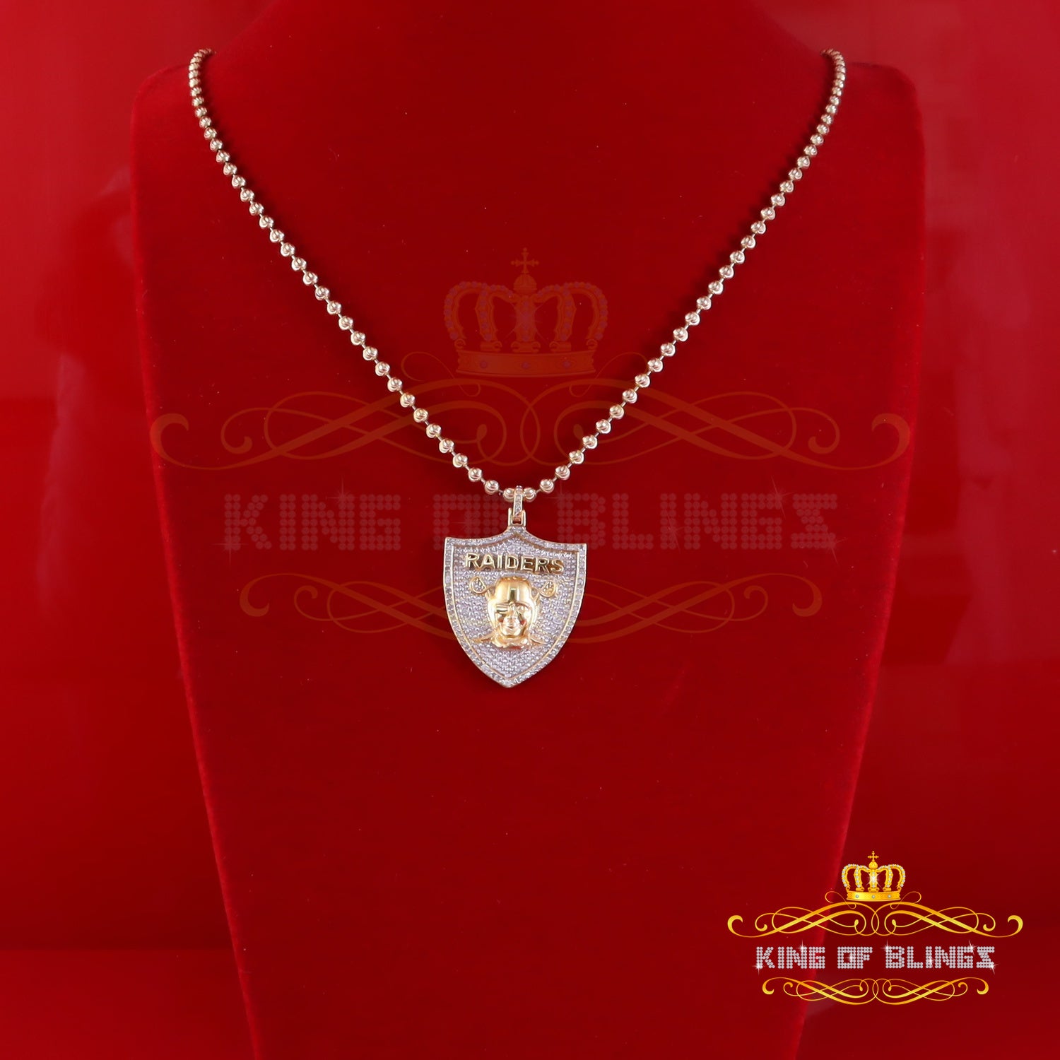 King Of Bling's RIDER SHIELD Charm Real 0.33ct Diamond Sterling Silver Necklace Yellow Pendant KING OF BLINGS