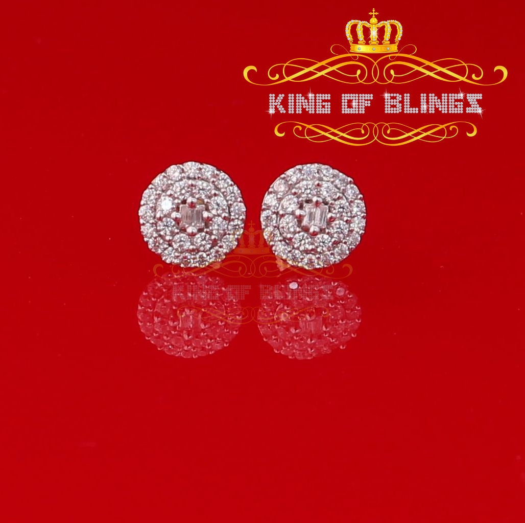 King of Bling's Aretes Para Hombre 925 Yellow Silver 1.86ct Cubic Zirconia Round Women's Earring KING OF BLINGS