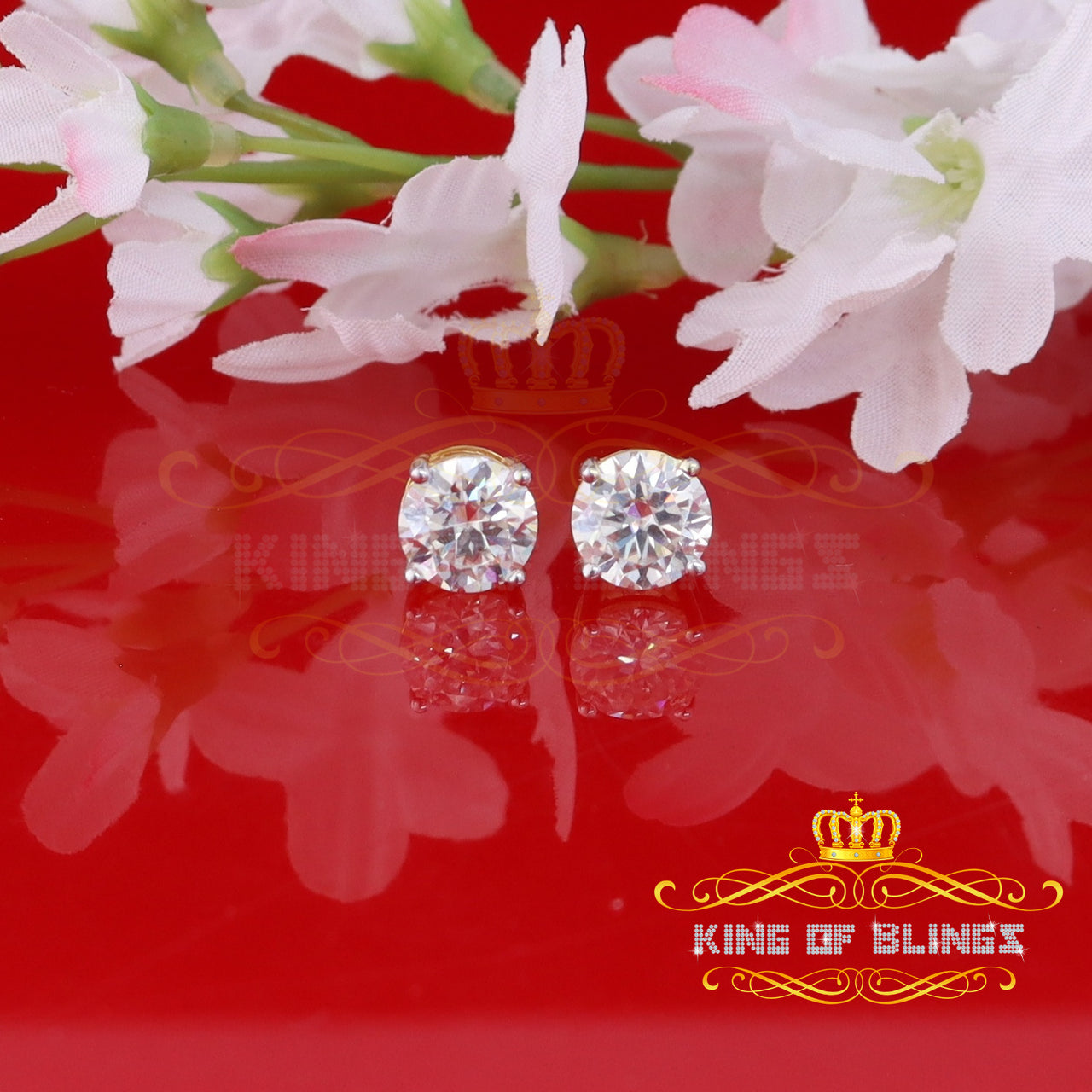 King  of Bling's Stud 925 silver Yellow 4.50ct VVS 'D' Moissanite Men & Women Stud Stud Earrings KING OF BLINGS