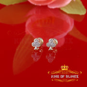 King of Blings-0.05ct Diamond 925 Sterling Yellow Silver Women's & Men's Club Suit Stud Earring KING OF BLINGS