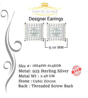 King of Blings- White 925 Sterling Silver 0.72ct Cubic Zirconia Hip Hop Women's Square Earrings KING OF BLINGS