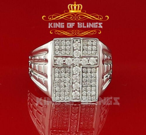 King Of Bling's 925 Silver Yellow Cubic Zirconia 2.00ct Wide Band Rectangle Men's Ring Size 8.5 KING OF BLINGS