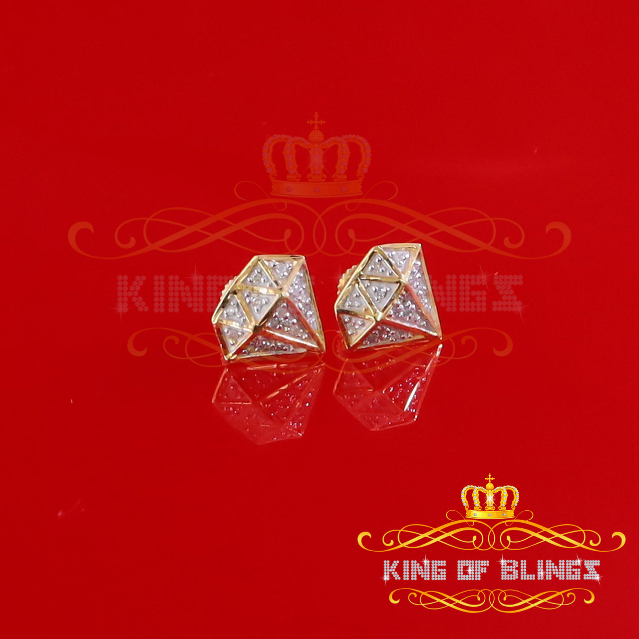 King of Blings-925 Sterling Silver Diamond 0.10ct Yellow For Men's/Womens Hip Hop Stud Earring