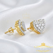 King of Bling's Aretes Para Hombre 925 Yellow Silver 1.64ct Cubic Zirconia Heart Women's Earring KING OF BLINGS